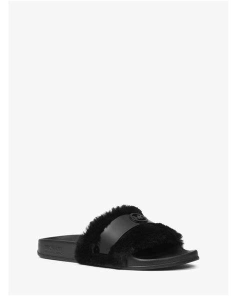 michael michael kors jett faux fur slide